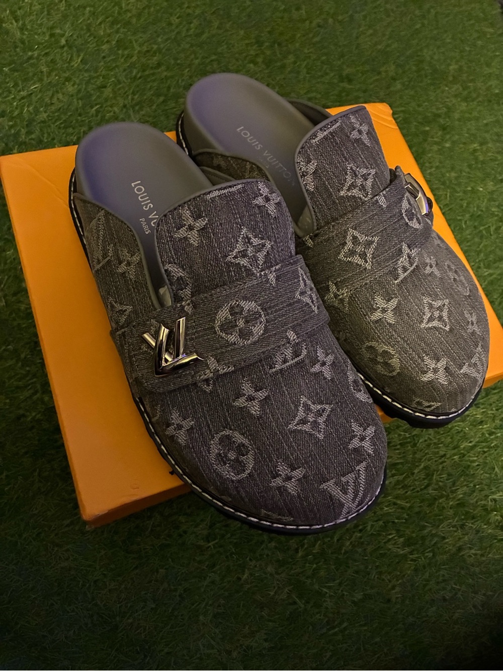 Louis Vuitton Gray Monogram Mule Clogs